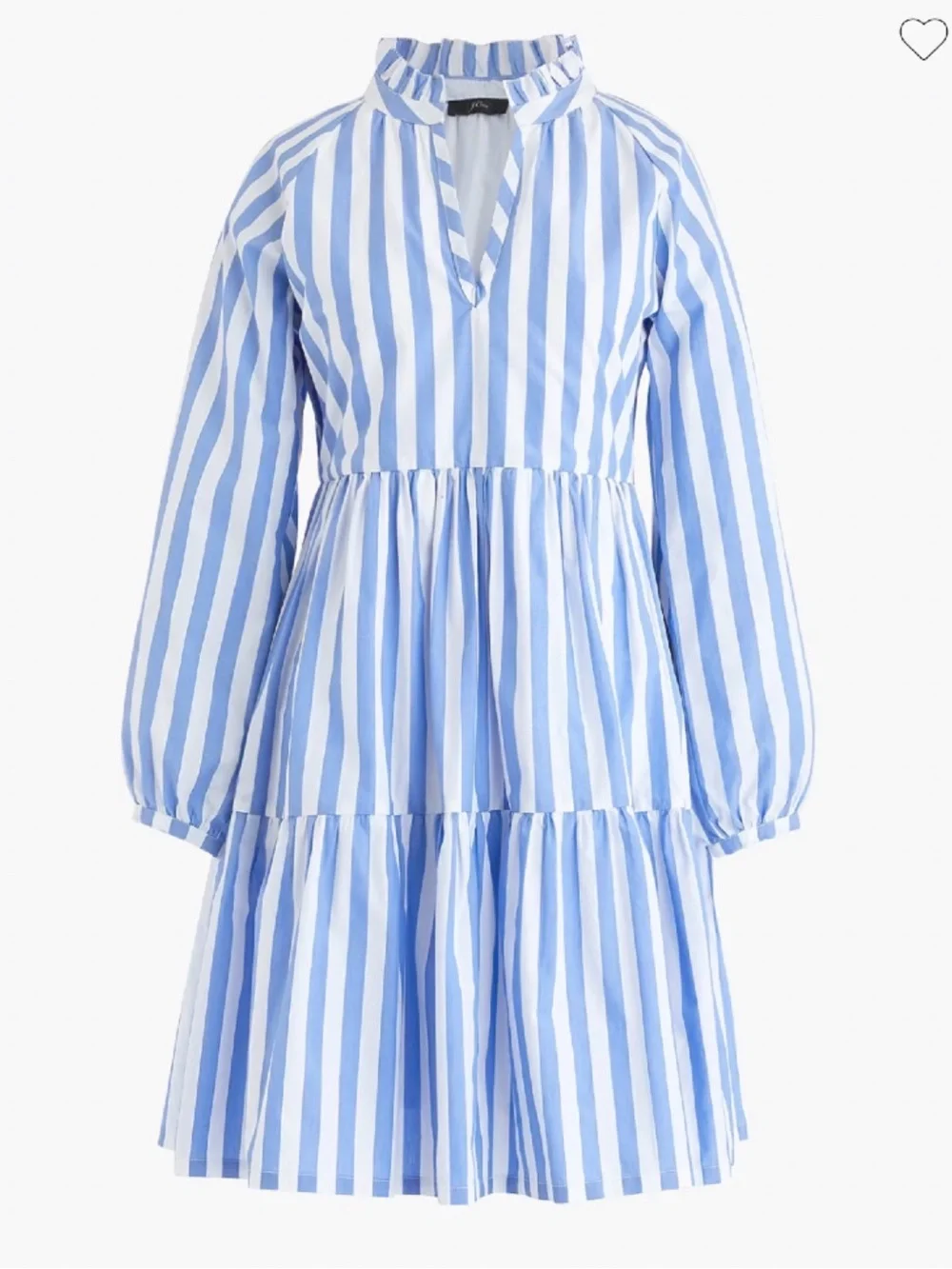 J Crew Tiered Popover Dress Striped Cotton Poplin Large